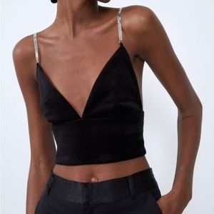 Zara Velvet Bralette Top with Chain Straps